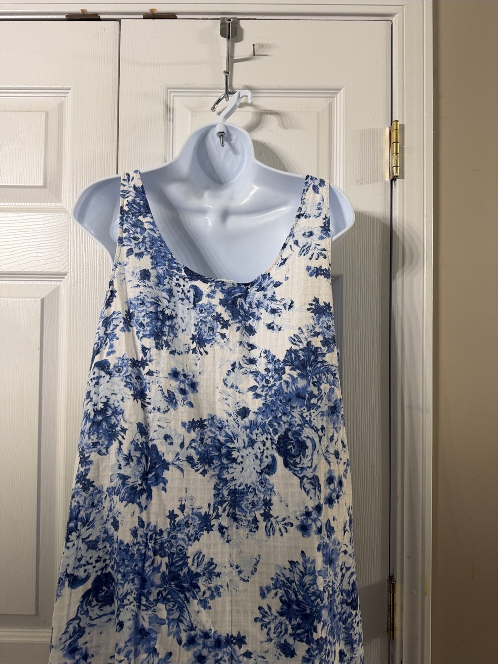 J. Jill Blue Floral Tank Maxi Dress with pockets  Sz L EUC - Picture 6 of 7